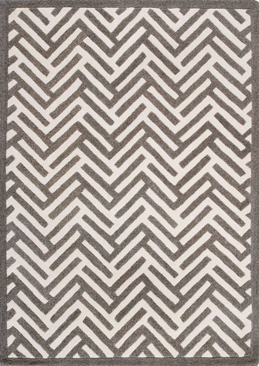 Hand-Tufted Chevron Pattern Vinson Portland Grey Area Rug Carpet