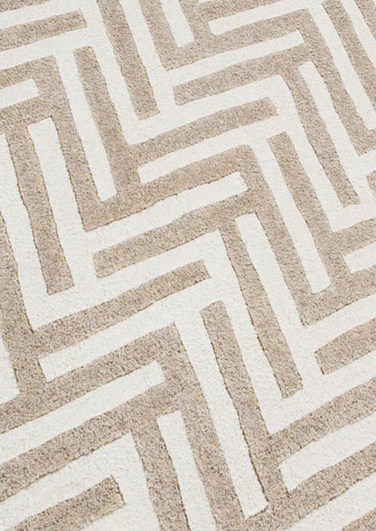 Hand-Tufted Chevron Pattern Vinson Portland White Area Rug Carpet