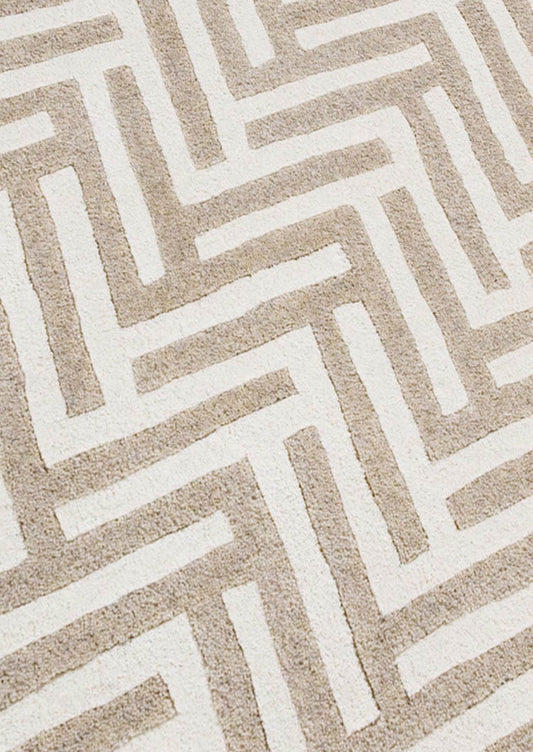 Hand-Tufted Chevron Pattern Vinson Portland White Area Rug Carpet