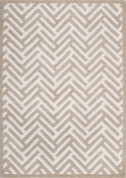 Hand-Tufted Chevron Pattern Vinson Portland White Area Rug Carpet