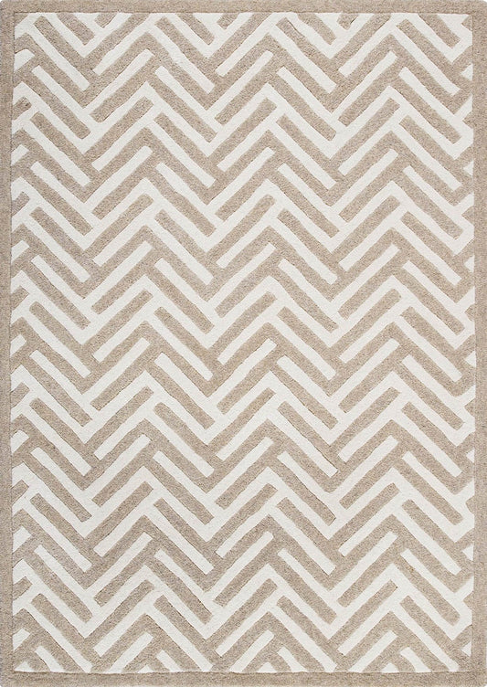Hand-Tufted Chevron Pattern Vinson Portland White Area Rug Carpet