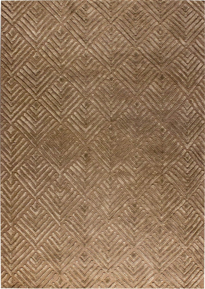Hand Woven Contemporary Stylized Leaf Motif Look Wako Salem Taupe  Area Rug Carpet