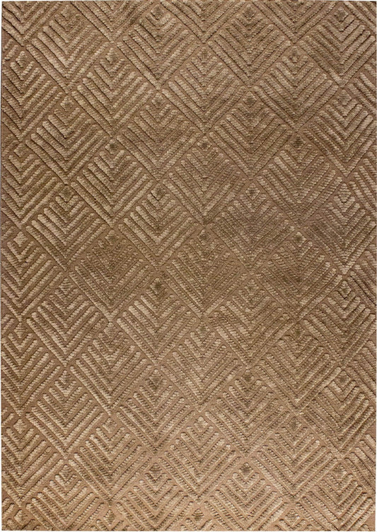 Hand Woven Contemporary Stylized Leaf Motif Look Wako Salem Taupe  Area Rug Carpet