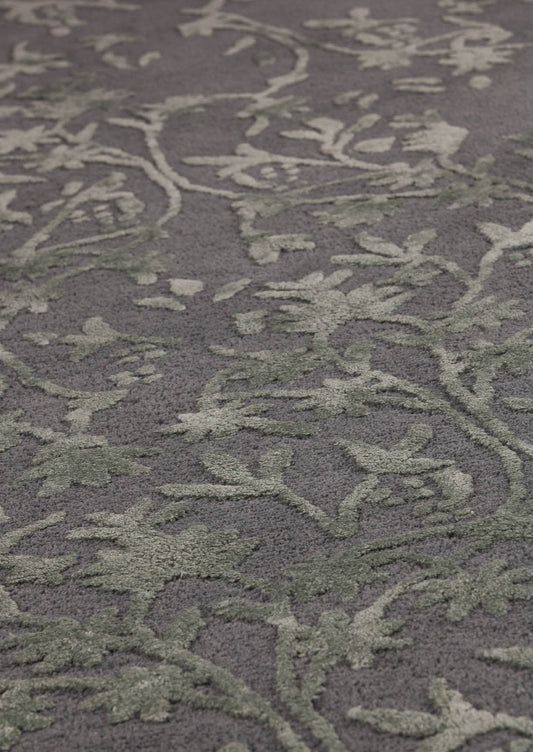 Transitional Floral Hand Tufted Blanc Santoor Grey Area Rug Carpet