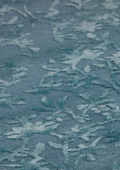 Transitional Floral Hand Tufted Blanc Santoor Turquoise Area Rug Carpet