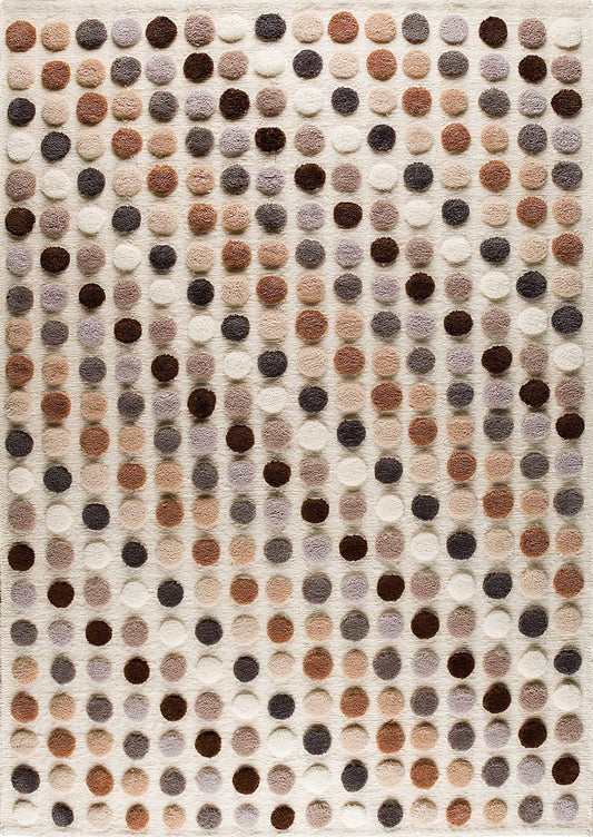 Hand-Knotted Pico Smarties Geometric Contemporary Natural Multi Area Rug Carpet