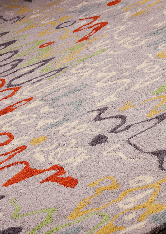 Hand-Tufted Abstract Doodling Milano Spia Grey/Multi Area Rug Carpet