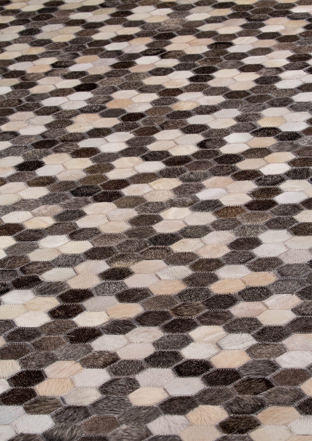 Luxury Geometric Contemporary Handmade Leather Gau Star Grey/White Area Rug Carpet