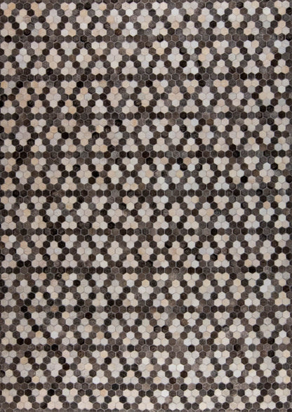 Luxury Geometric Contemporary Handmade Leather Gau Star Grey/White Area Rug Carpet