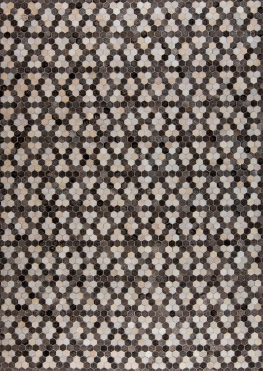 Luxury Geometric Contemporary Handmade Leather Gau Star Grey/White Area Rug Carpet