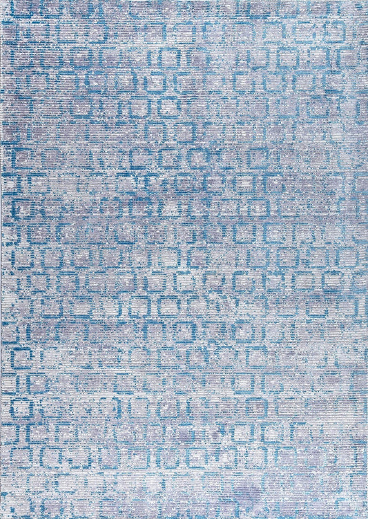 Contemporary Modern Geometric Shah Tampa Blue Area Rug Carpet