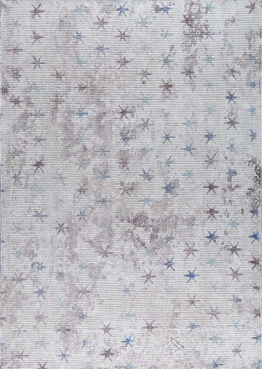 Contemporary Modern Abstract Star Shah Terni Grey/Turquoise Area Rug Carpet