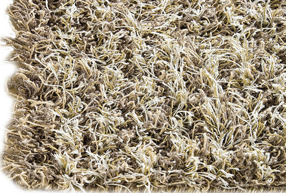 Hand-Knotted Shaggy Feel Tokyo Grey/Beige Area Rug Carpet