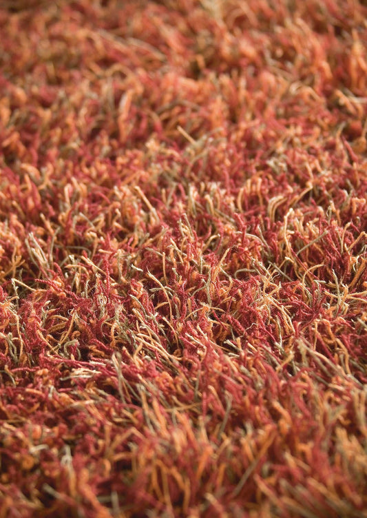 Hand-Knotted Shaggy Feel Tokyo Red/Rust Area Rug Carpet