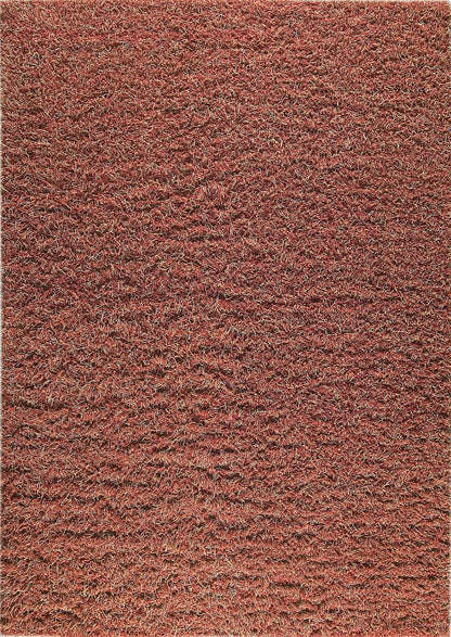 Hand-Knotted Shaggy Feel Tokyo Red/Rust Area Rug Carpet