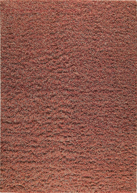 Hand-Knotted Shaggy Feel Tokyo Red/Rust Area Rug Carpet