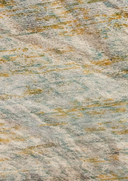 Contemporary Modern Abstract  Shah Torrance Aqua/Orange Area Rug Carpet