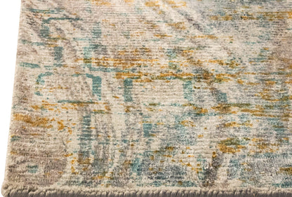 Contemporary Modern Abstract  Shah Torrance Aqua/Orange Area Rug Carpet