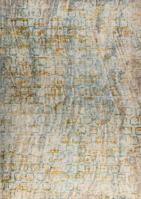 Contemporary Modern Abstract  Shah Torrance Aqua/Orange Area Rug Carpet