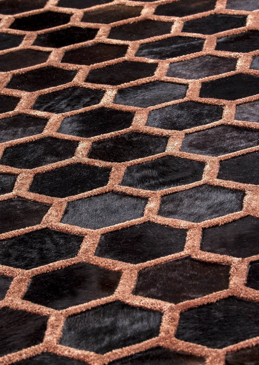 Luxury Geometric Contemporary Leather Handmade Tufted Rio Vega Beige/Brown Area Rug Carpet