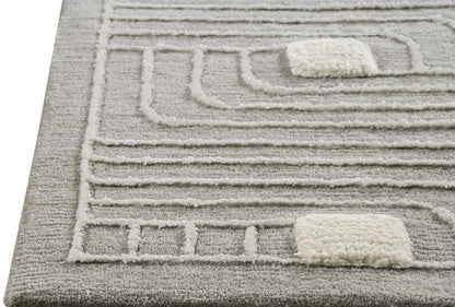 Hand Knotted Pico Verona Geometric Contemporary Grey Area Rug Carpet