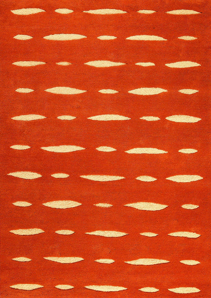 Contemporary Abstract Flair Hand Tufted Catena Wink Orange Area Rug Carpet