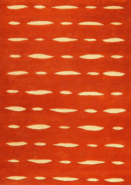 Contemporary Abstract Flair Hand Tufted Catena Wink Orange Area Rug Carpet