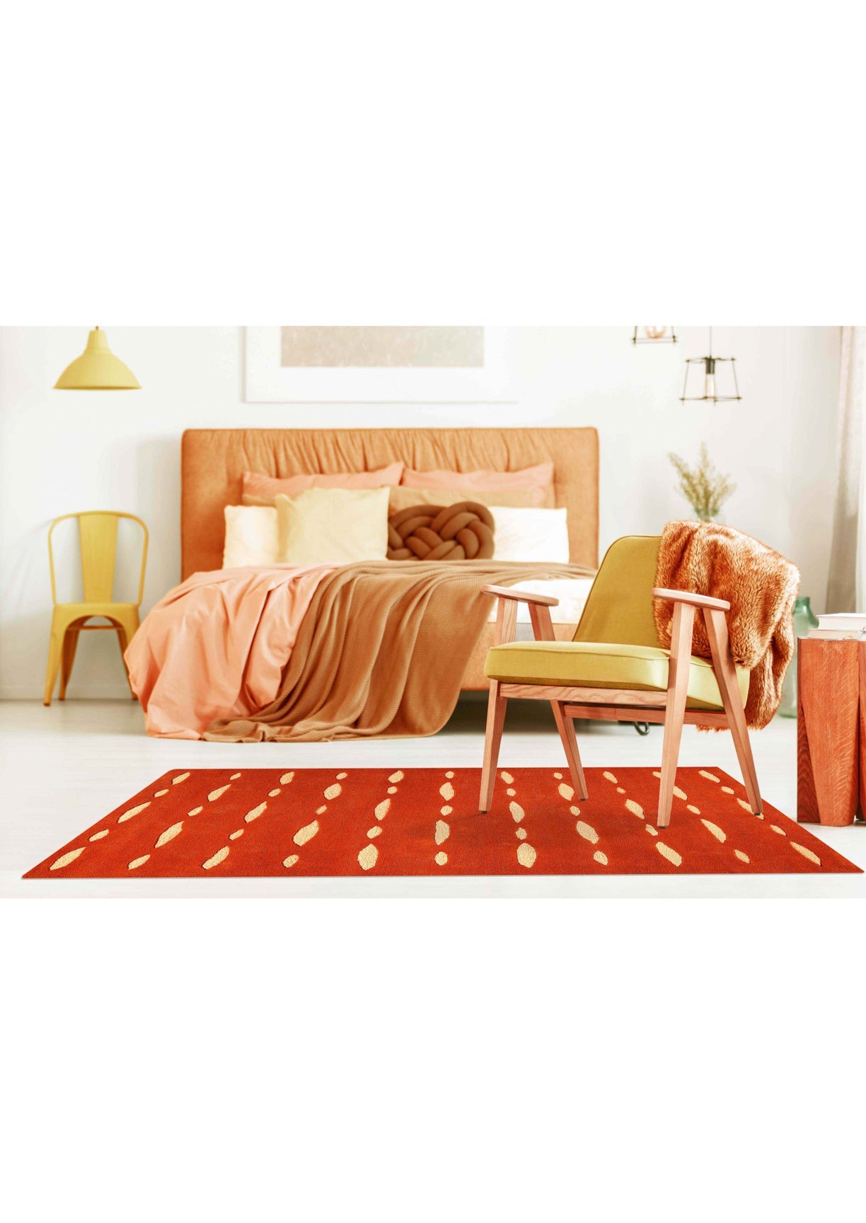 contemporary rug, orange rug, area rug, black rug, black and white area rug, area rug for bedroom, area rug for living room, 5x7 rug in USA, round rug, cowhide rug, discount area rug